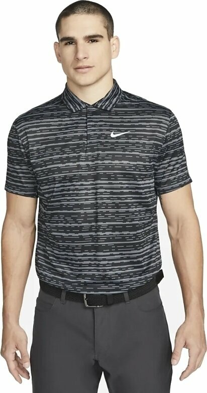Облекло > Ризи за поло Nike Dri-Fit Tiger Woods Advantage Stripe Mens Polo Shirt Iron Grey/University Red/White XL
