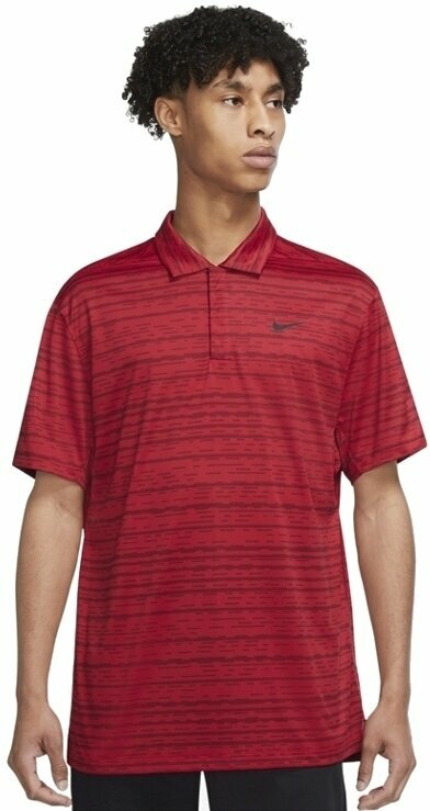 Polo Shirt Nike Dri-Fit Tiger Woods Advantage Stripe Red/Black/Black 2XL Polo Shirt