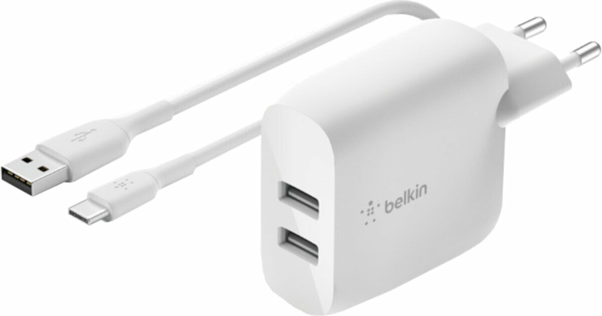 Adaptador CA Belkin Dual USB-A Wall Charger with A-C
