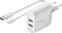 Adaptador CA Belkin Dual USB-A Wall Charger with A-C