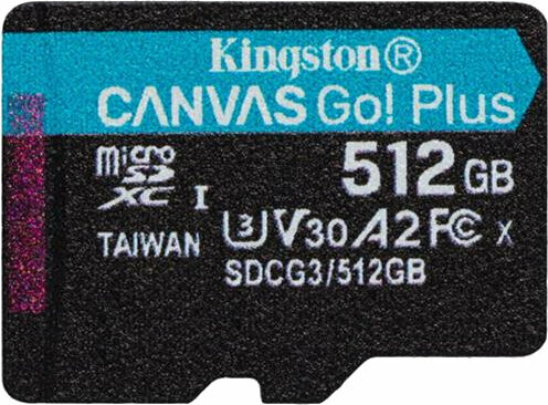 Memory Card Kingston 512GB microSDXC Canvas Go! Plus U3 UHS-I V30 SDCG3/512GBSP