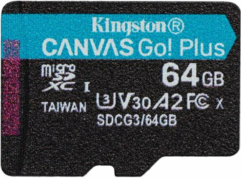 Geheugenkaart Kingston 64GB microSDHC Canvas Go! Plus U3 UHS-I V30 Micro SDHC 64 GB Geheugenkaart