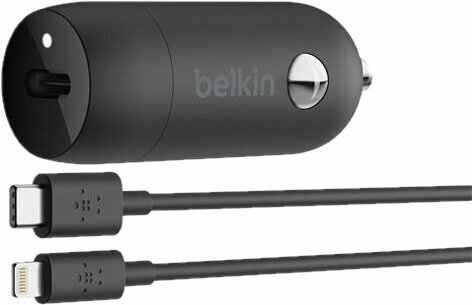 Biloplader Belkin Car Charger + Lightning to USB-C Cable