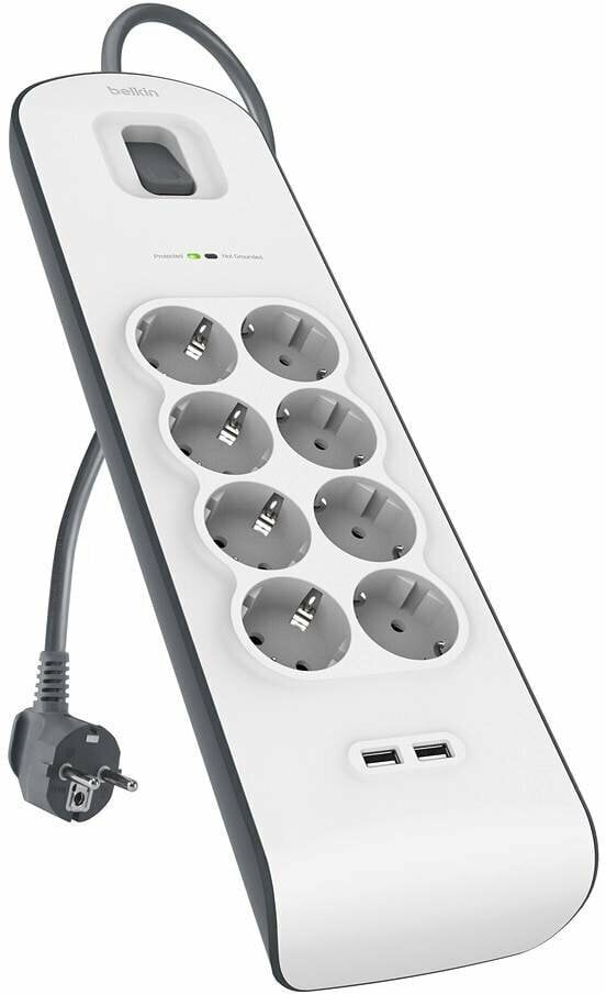 Power Cable Belkin Surge 8 sockets 2 USB-2.4A BSV804ca2M White 2 m