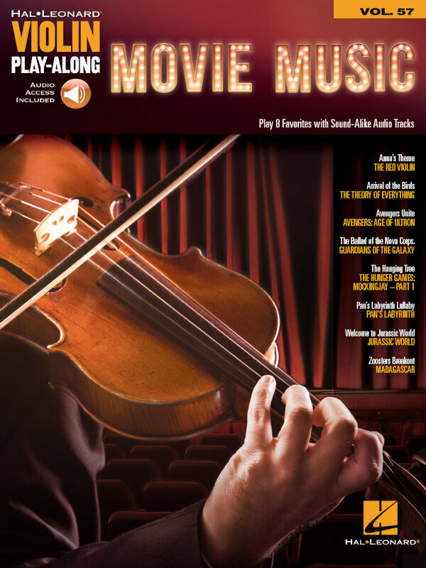 Folha de música para cordas Hal Leonard Movie Music Violin Livro de música