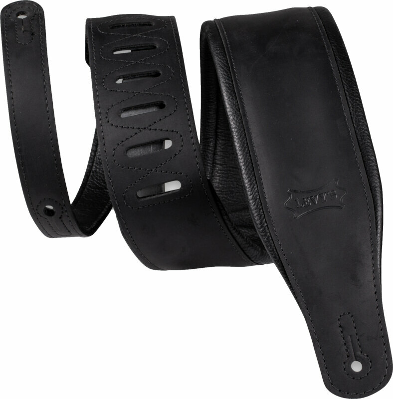 Leather guitar strap Levys PM32BH Leather guitar strap Black