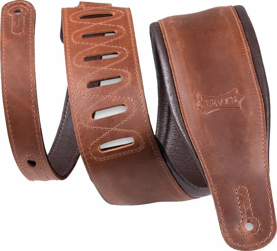Leather guitar strap Levys PM32BH Leather guitar strap Brown