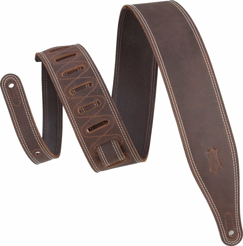 Leather guitar strap Levys M17BDS Leather guitar strap Dark Brown
