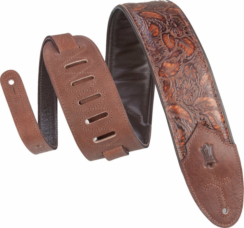 Leather guitar strap Levys M4WP-006 Leather guitar strap Geranium Whiskey