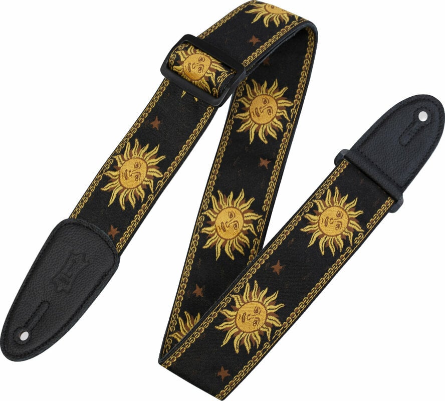 Textile guitar strap Levys MPJG-SUN-BLK Print Series 2" Sun Design Jacquard Weave Guitar Strap Black