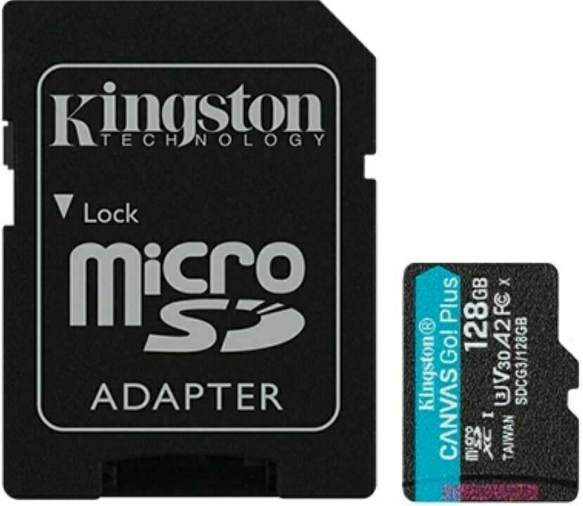 Paměťová karta Kingston 128GB microSDHC Canvas Go! Plus UHS-I V30 + SD Adapter SDCG3/128GB