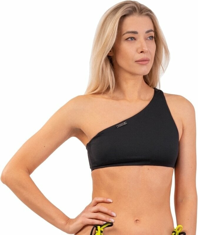 Badetøj til kvinder Nebbia One Shoulder Bandeau Bikini Top Sort S