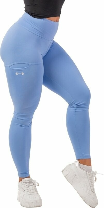 Fitness-bukser Nebbia Active High-Waist Smart Pocket Leggings Light Blue XS Fitness-bukser