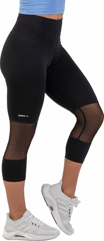 Fitness Trousers Nebbia High-Waist 3/4 Length Sporty Leggings Black XS Fitness Trousers