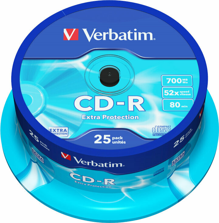 Média rétro Verbatim CD-R 700MB 52x 25pcs 43432 CD Média rétro