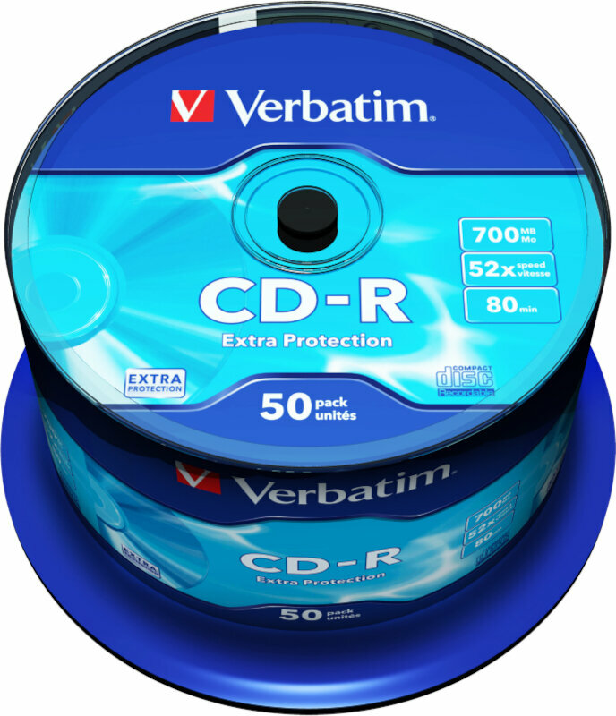 Suporte de armazenamento retro Verbatim CD-R 700MB 52x 50pcs 43351 CD Suporte de armazenamento retro