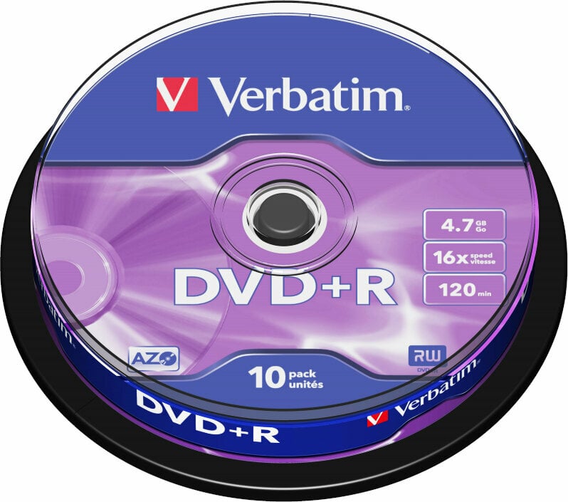 Retro medij Verbatim DVD+R AZO Matt Silver 4,7GB 16x 10pcs 43498