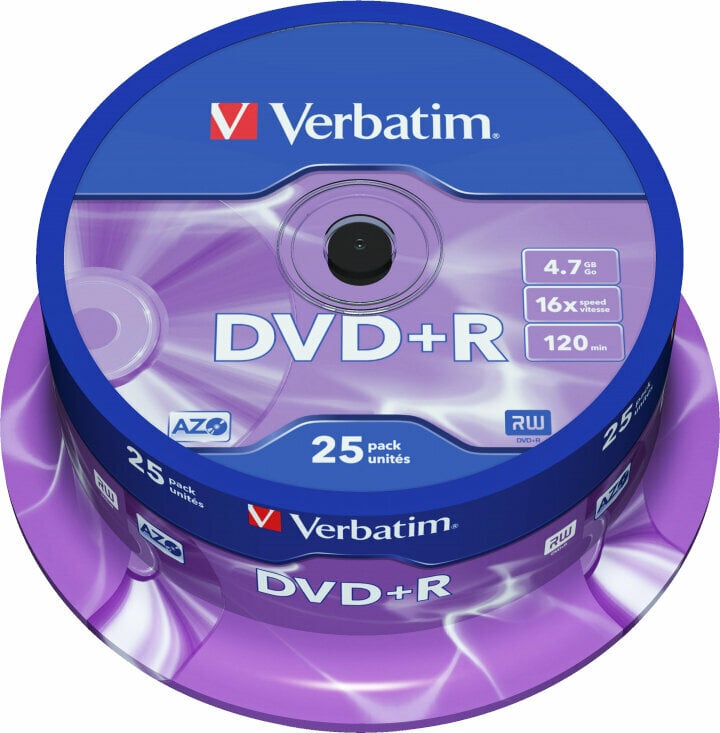 Retrò media Verbatim DVD+R AZO Double Layer Wide Inkjet Printable 4,7GB 16x 25pcs 43500