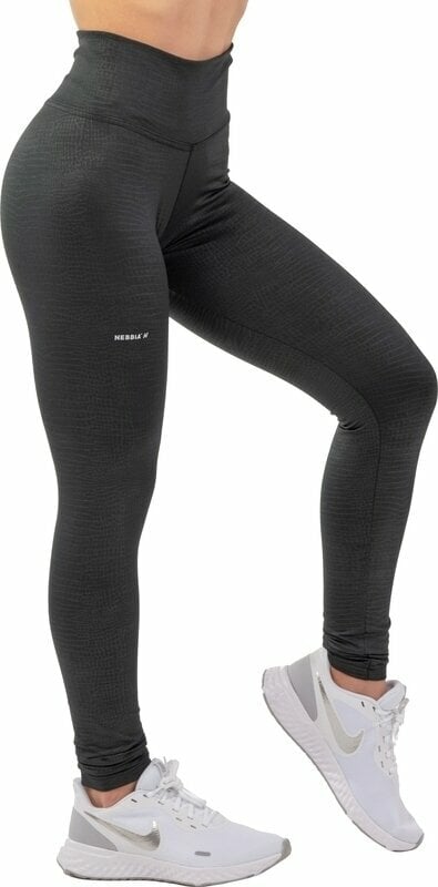 Fitnes hlače Nebbia Python SnakeSkin High-Waist Leggings Black M Fitnes hlače
