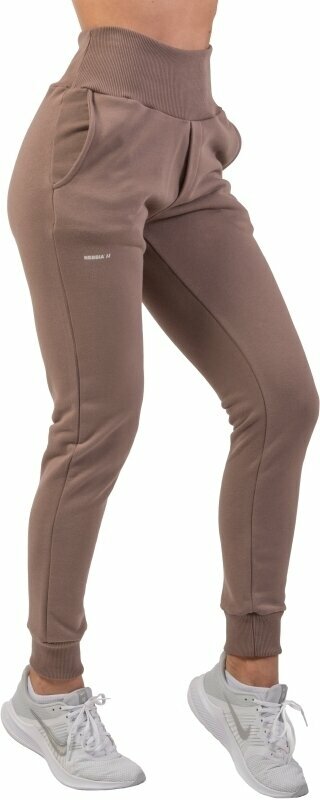 Fitness Trousers Nebbia High-Waist Loose Fit Sweatpants "Feeling Good" Brown M Fitness Trousers