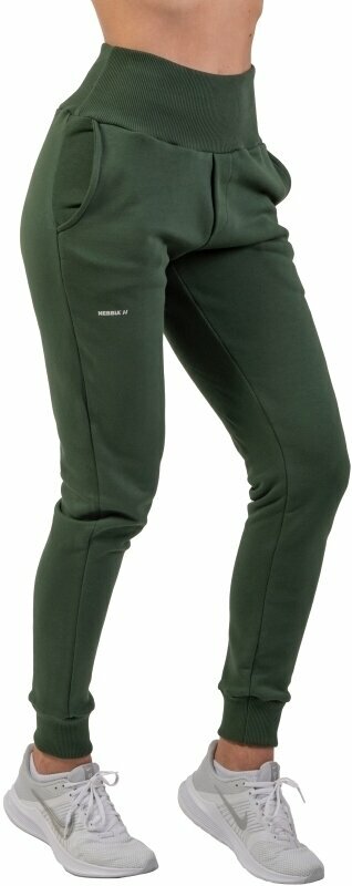 Fitness pantaloni Nebbia High-Waist Loose Fit Sweatpants "Feeling Good" Verde Închis XS Fitness pantaloni