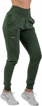 Fitness spodnie Nebbia High-Waist Loose Fit Sweatpants "Feeling Good" Dark Green L Fitness spodnie - 1