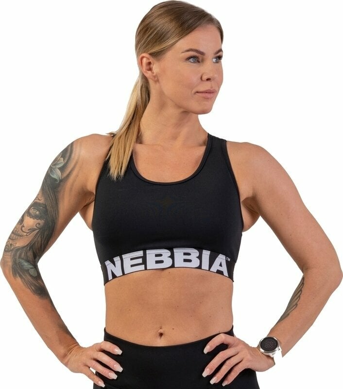 Fitness-undertøj Nebbia Medium Impact Cross Back Sports Bra Black S Fitness-undertøj