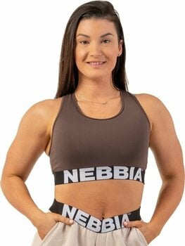 Fitness-undertøj Nebbia Medium Impact Cross Back Sports Bra Brown S Fitness-undertøj - 1