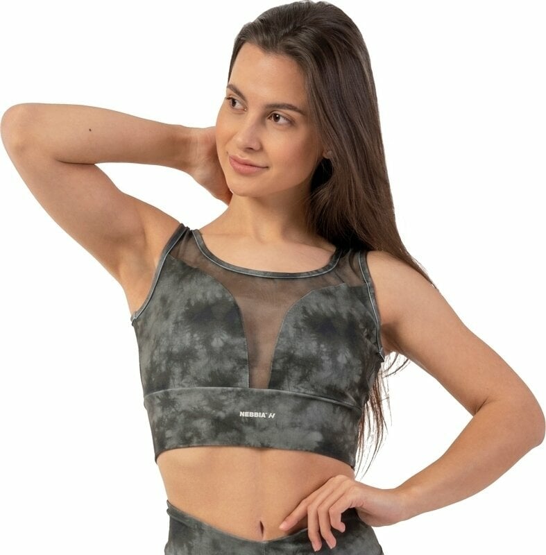 Bielizna do fitnessa Nebbia ECO Camo Green Mesh Sports Bra "Breathe" Como Green L Bielizna do fitnessa