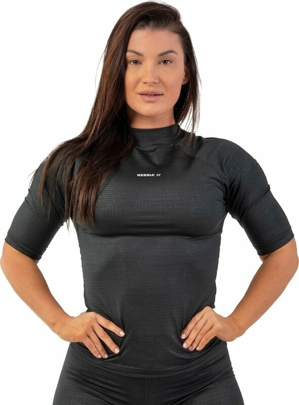 Fitness T-shirt Nebbia Python SnakeSkin Mid Sleeve T-Shirt Sort L Fitness T-shirt