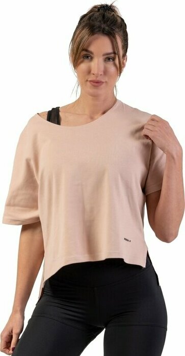 Nebbia Organic Cotton Loose Fit "The Minimalist" Crop Top Salmon XS-S