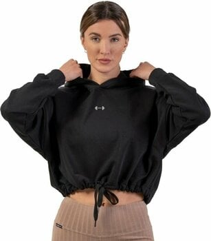 Fitness-sweatshirt Nebbia Loose Fit Crop Hoodie Iconic Sort XS-S Fitness-sweatshirt - 1