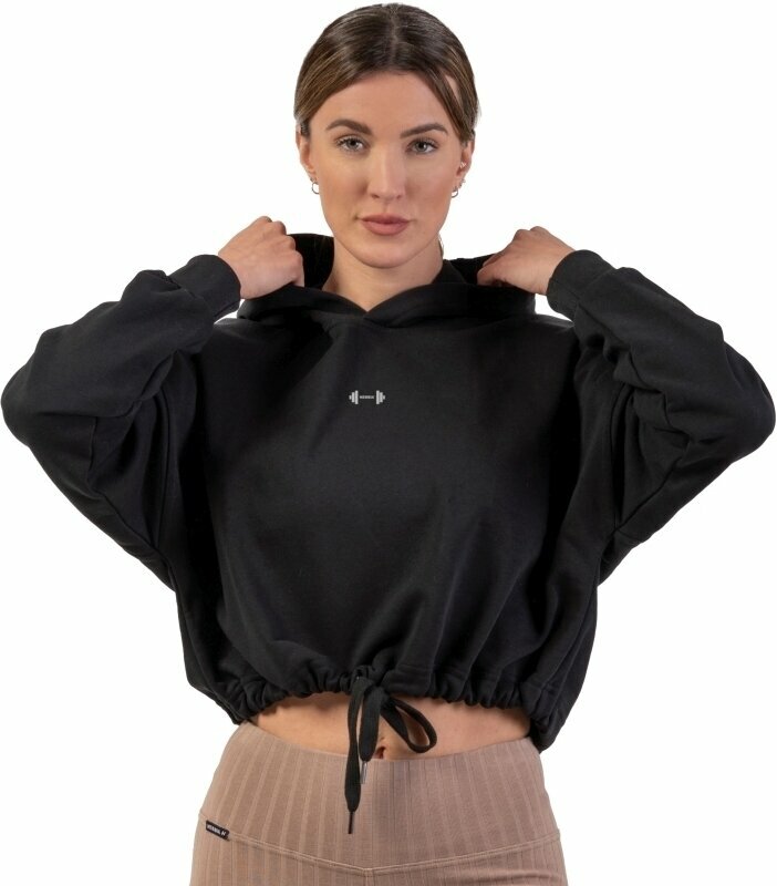 Fitness-sweatshirt Nebbia Loose Fit Crop Hoodie Iconic Sort M-L Fitness-sweatshirt
