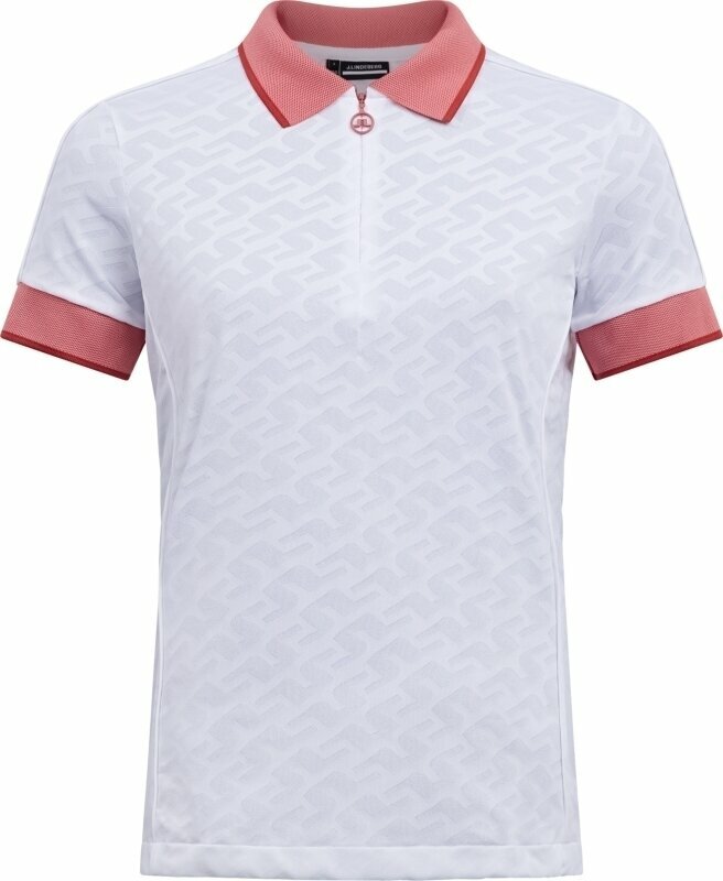 Облекло > Ризи за поло J.Lindeberg Galiah Golf Polo White Jacquard Bridge Monogram XL