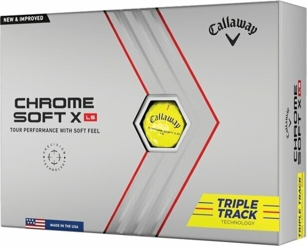 Golfový míček Callaway Chrome Soft X LS 2022 Yellow Triple Track