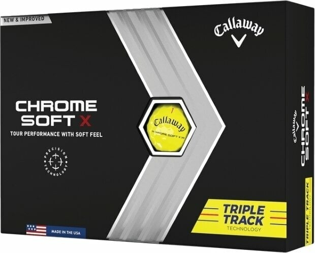 Golfový míček Callaway Chrome Soft X 2022 Yellow Triple Track
