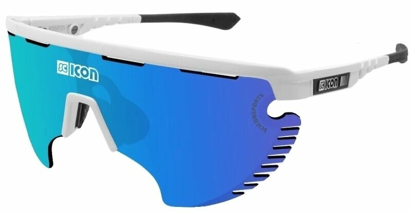 White Gloss/Multimirror Blue Aerowing Cycling Sunglasses