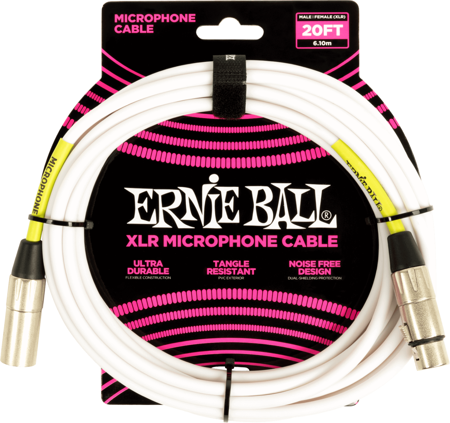 Cable de micrófono Ernie Ball 6389 Blanco 6,1 m