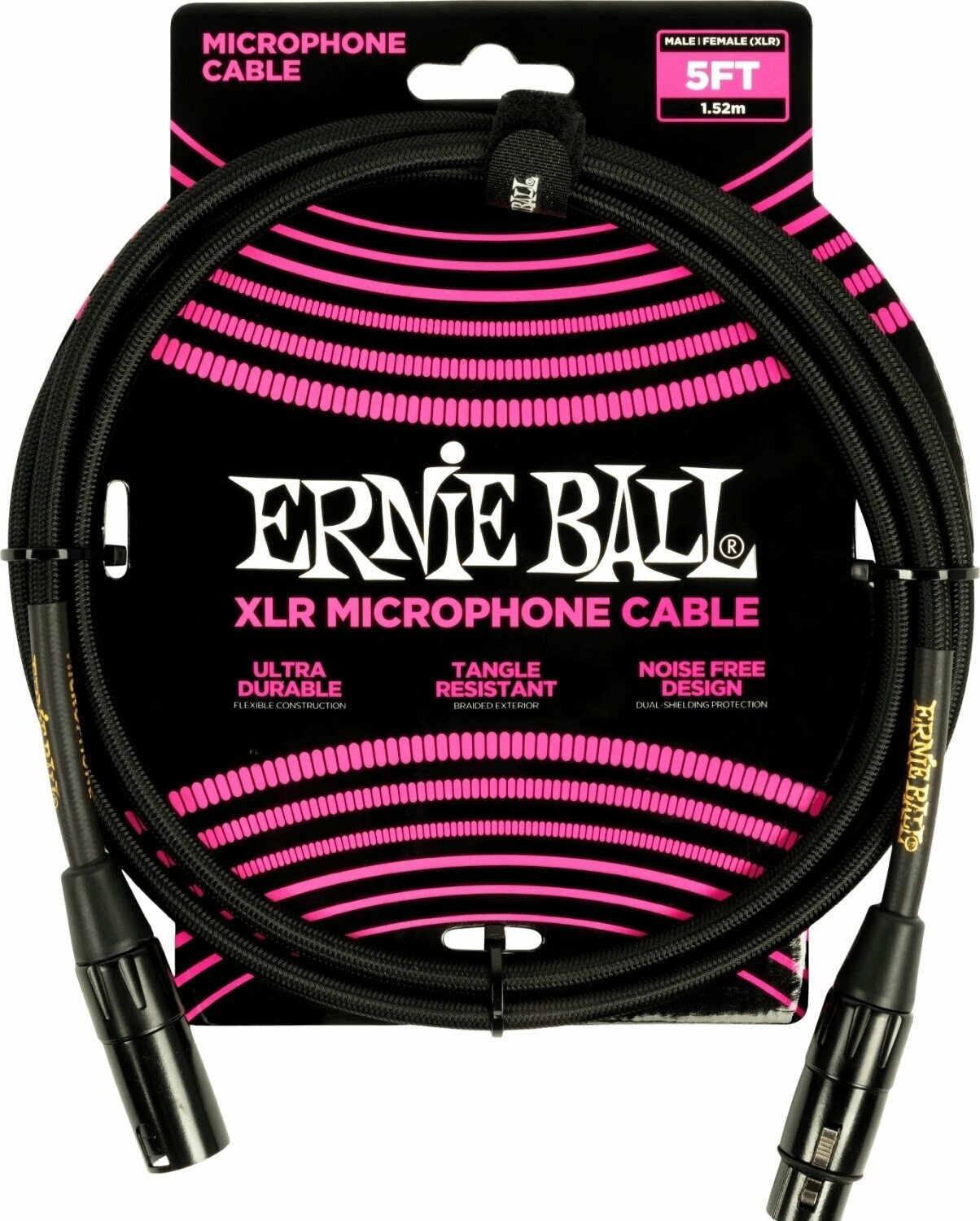 Câble pour microphone Ernie Ball 6390 Noir 1,5 m