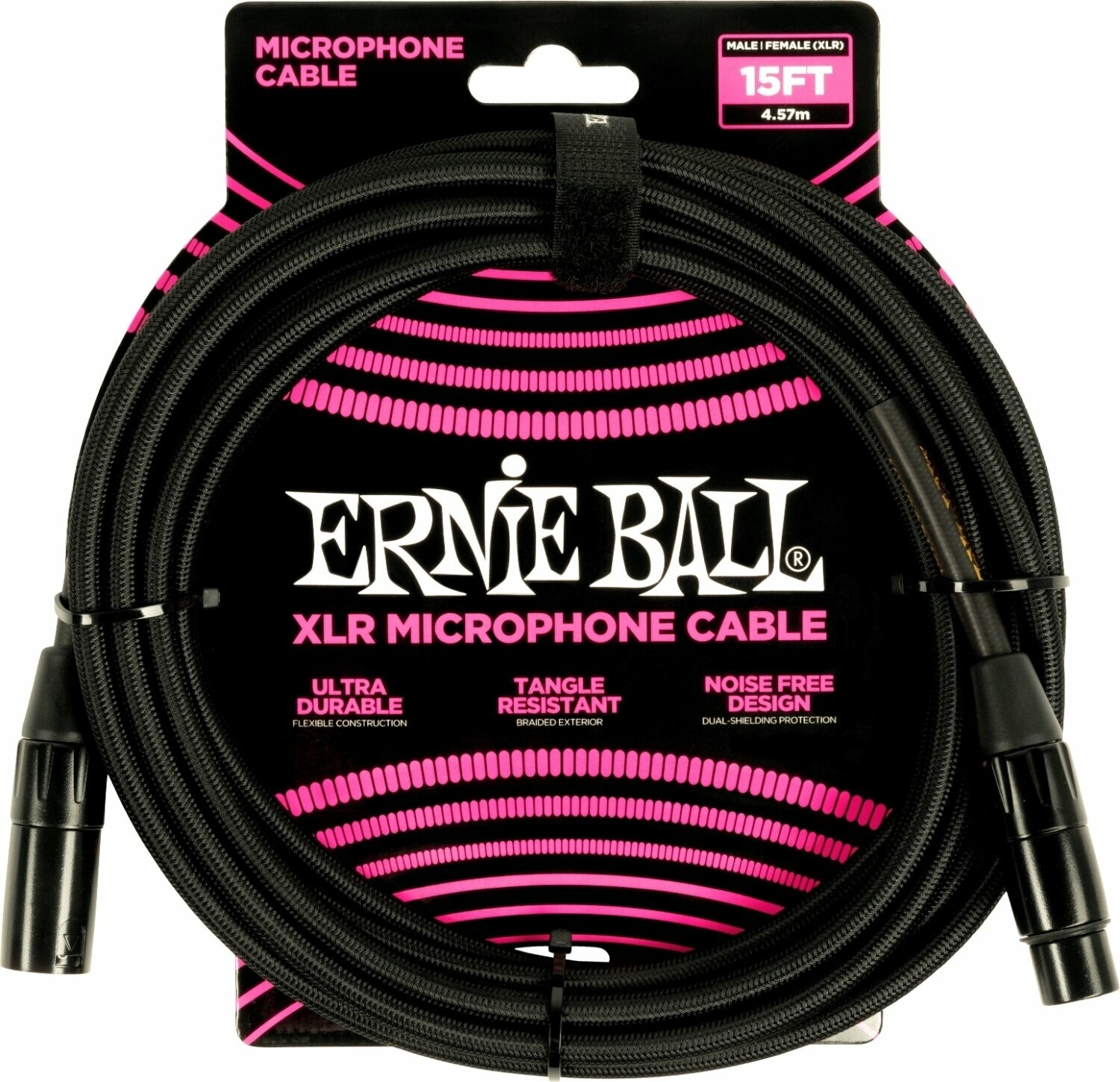 Mikrofon kábel Ernie Ball 6391 Fekete 4,5 m