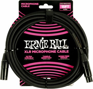 Mikrofónový kábel Ernie Ball 6391 Čierna 4,5 m Mikrofónový kábel - 1