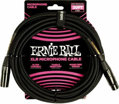 Кабел за микрофон Ernie Ball 6392 Черeн 6,1 m - 1
