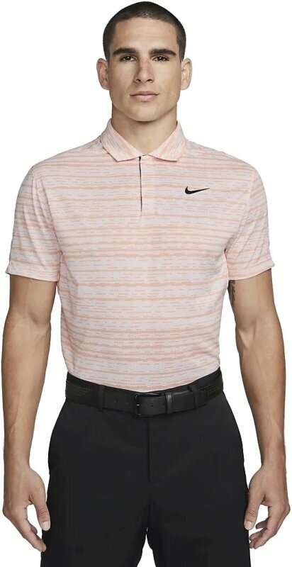 Polo-Shirt Nike Dri-Fit Tiger Woods Advantage Stripe Mens Polo Shirt Light Soft Pink/Black 2XL