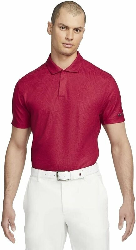 Polo Shirt Nike Dri-Fit Tiger Woods Floral Jacquard Mens Polo Shirt Red/Gym Red/Black 3XL