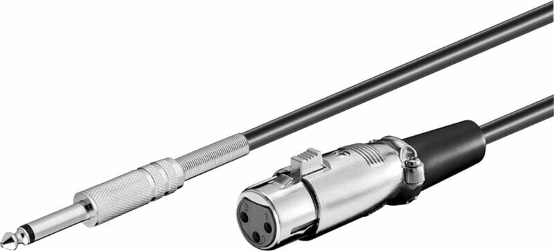 Kabel mikrofonowy PremiumCord Jack 6.3mm-XLR M/F Czarny 6 m