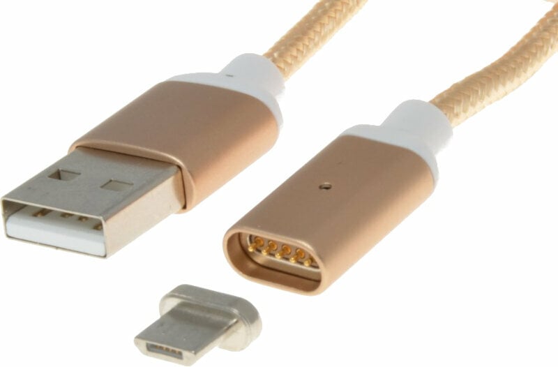 USB Kabel PremiumCord Magnetic microUSB Charging Cable Gold Gold 1 m USB Kabel