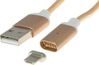 USB-kabel PremiumCord Magnetic microUSB Charging Cable Gold 1 m USB-kabel