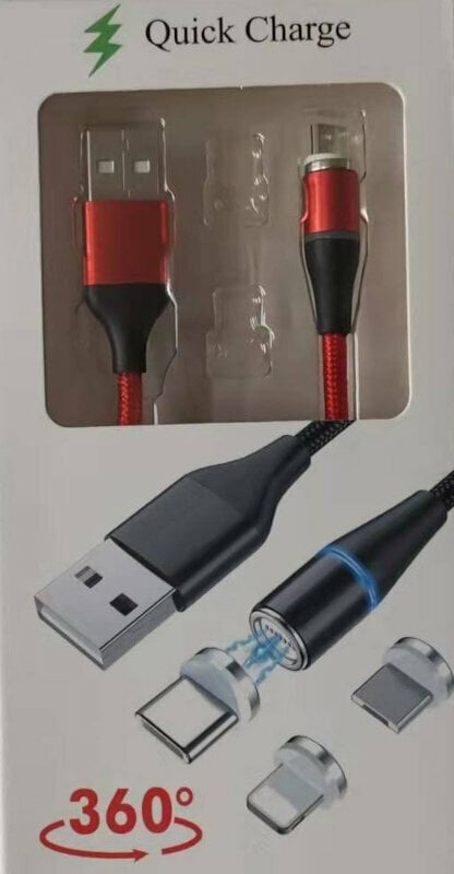 USB-kabel PremiumCord Magnetic microUSB and USB-C Charging Cable Red Rood 1 m USB-kabel