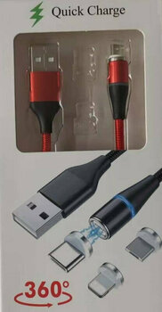 USB kabel PremiumCord Magnetic microUSB and USB-C Charging Cable Red Rød 1 m USB kabel - 1