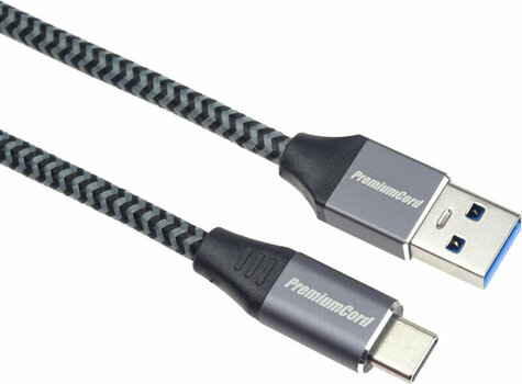 Kabel USB PremiumCord USB-C - USB-A 3.0 Braided Szary 1 m Kabel USB - 1